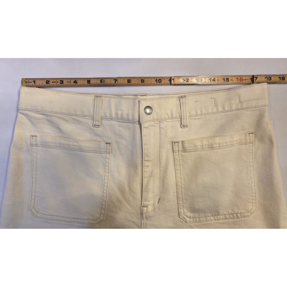 Madewell Emmett Wide Leg Jeans Patch Pocket Ivory 32 High Rise Raw Edge Hem Read - Picture 11 of 13